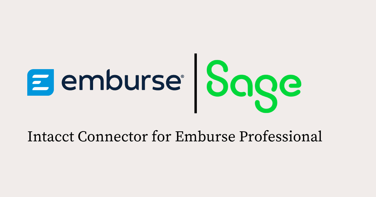a logo for Emburse Sage that says intacct connector for Emburse professional